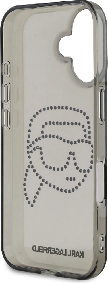 Mbështjellës Karl Lagerfeld IML Rhinestones Karl Head për iPhone 16, i zi