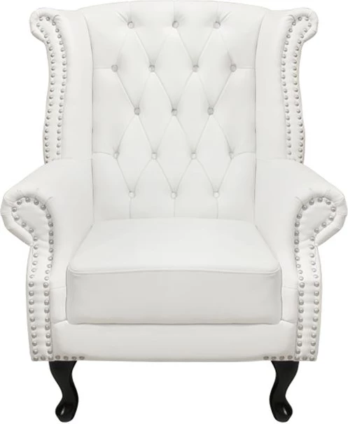 Fotelje Chesterfield, Polina, FH0053.02, lëkurë PU e bardhë, 83x75x107 cm