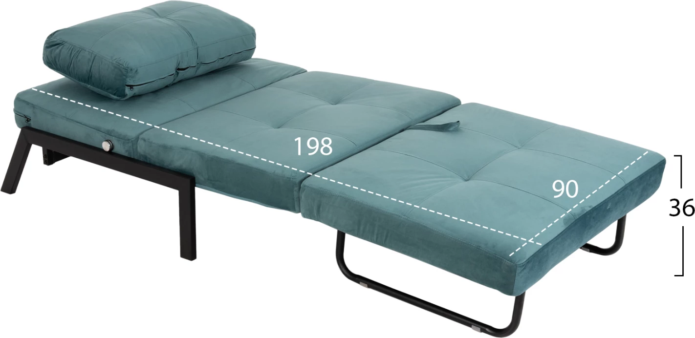 Karrige-shtrat CONSTANCE FH3078.15, kadife ngjyrë turkuaz, 95x92x66H cm