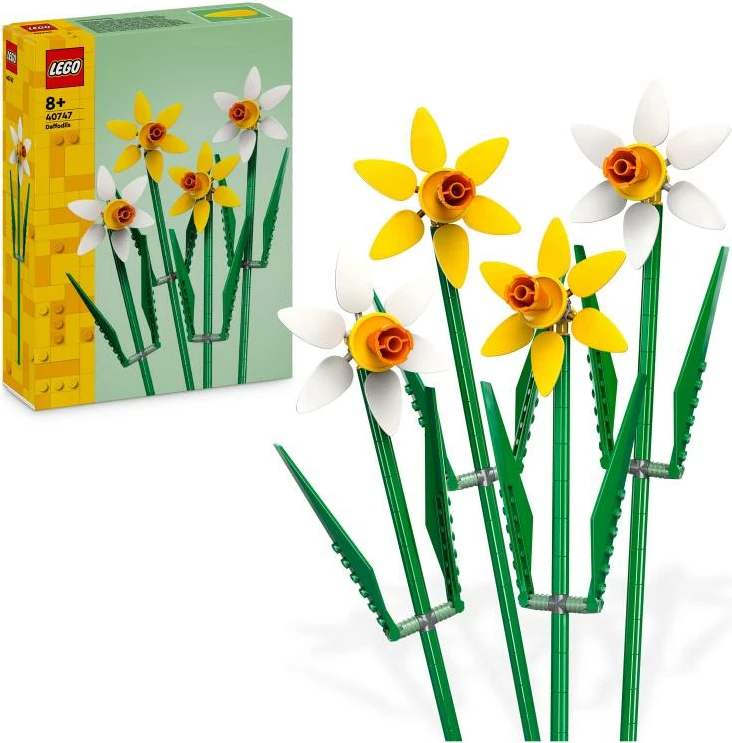 Set ndërtimi me blloqe, LEGO Creator, 40747 Daffodils, 4 kërcenj, për moshat 8+, verdhë/bardhë