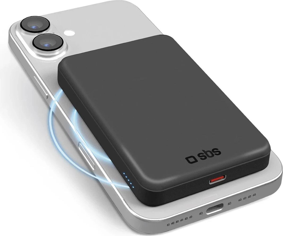 Powerbank SBS Mag Power Qi2 5000 mAh, MagSafe, USB-C, e zezë