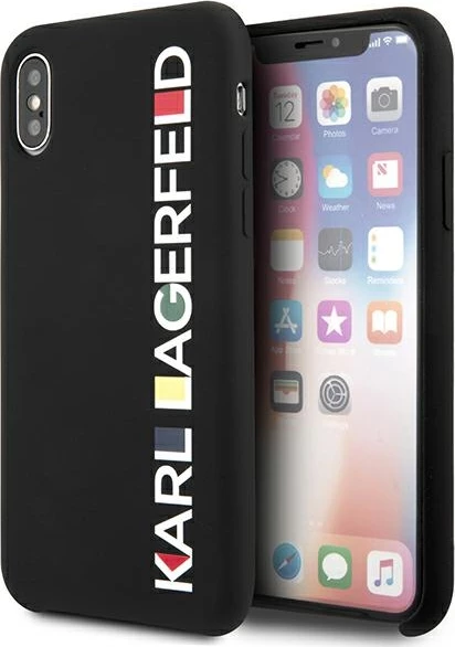 Mbështjellës Karl Lagerfeld Glossy Bauhaus Logo për iPhone X/XS, i zi