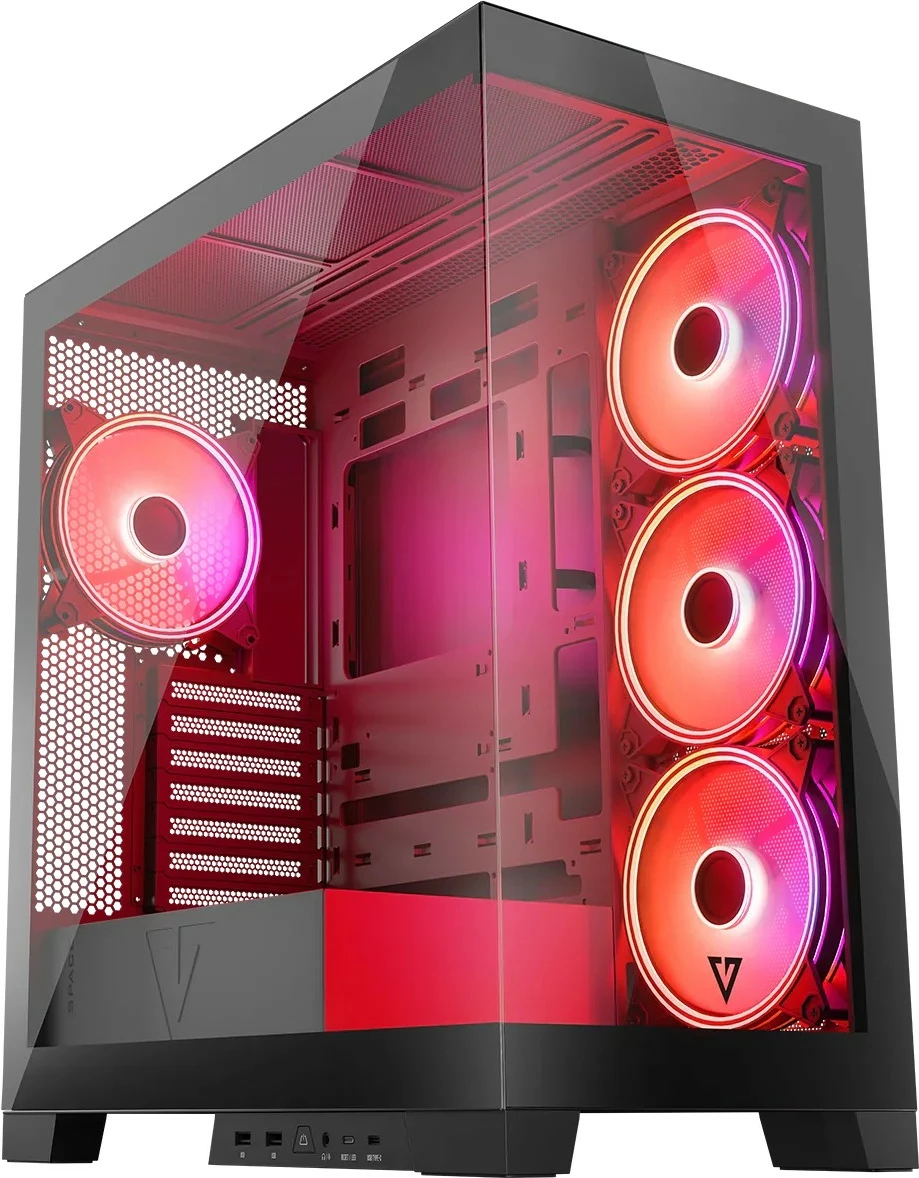 Kasë MODECOM Volcano Space ARGB, Midi Tower, xham i temperuar, e zezë