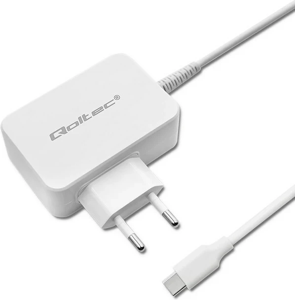 Adapter Qoltec 51039, 65 W, Universal, Bardhë