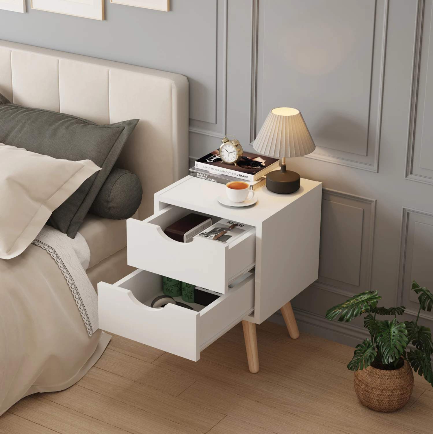 Komodinë DINKL FH2472.03 ,29,7x29,7x45H cm, e bardhë