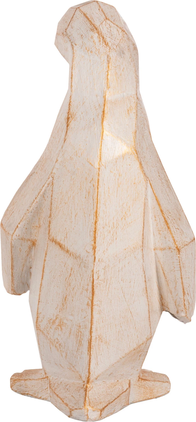 Dekorim për dysheme, pinguin, ngjyrë patina e bardhë me detaje ari, FH7915, 30x20x60H cm