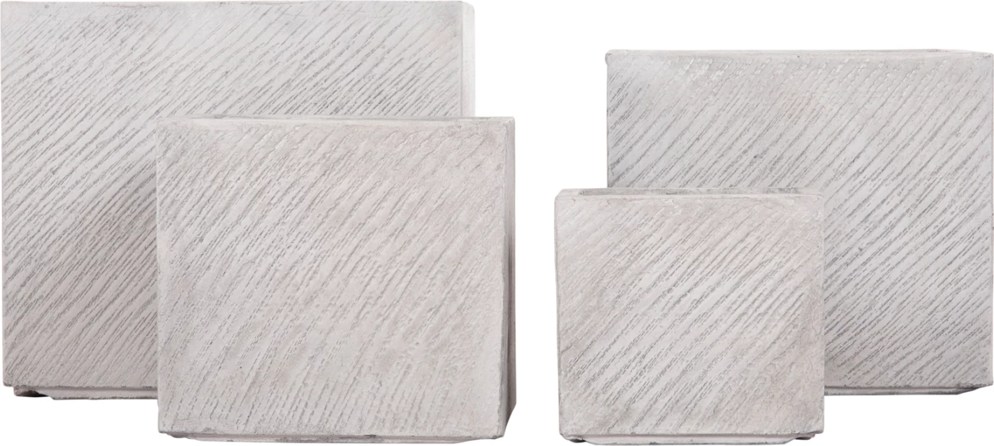 Set katror vazo për lule, 4 copë, ngjyrë çimento, GARDENER FH4730, 37x37x32cm