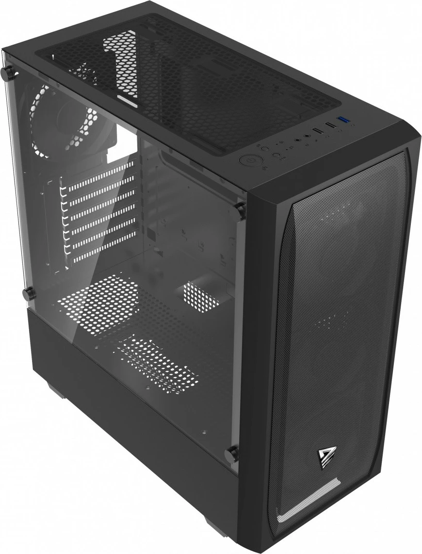 Kasë, Savio NOCTIS FLOW X1, Midi Tower ATX, 4x120 mm PWM, xham i temperuar, rrjetë frontale, e zezë