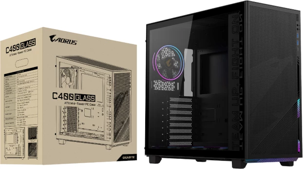 Kasë GIGABYTE AORUS C400 GLASS Mid Tower ATX, USB-C USB 3.2 Gen2, RGB, e zezë