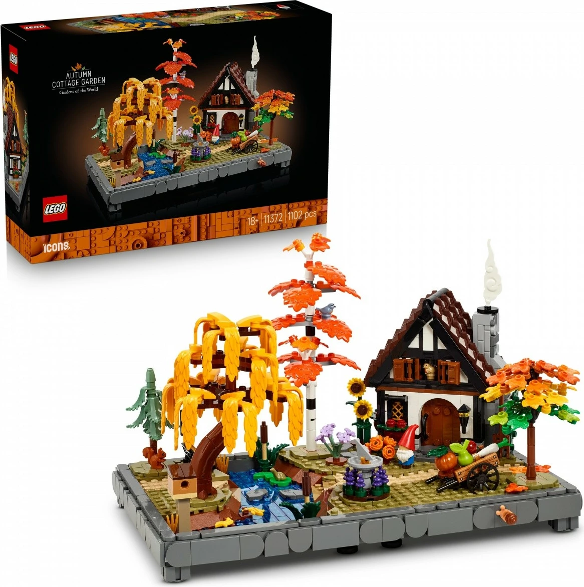 Set ndërtimi LEGO Icons 11372 Autumn Cottage Garden, 1102 pjesë, 18+, 19x29x18 cm