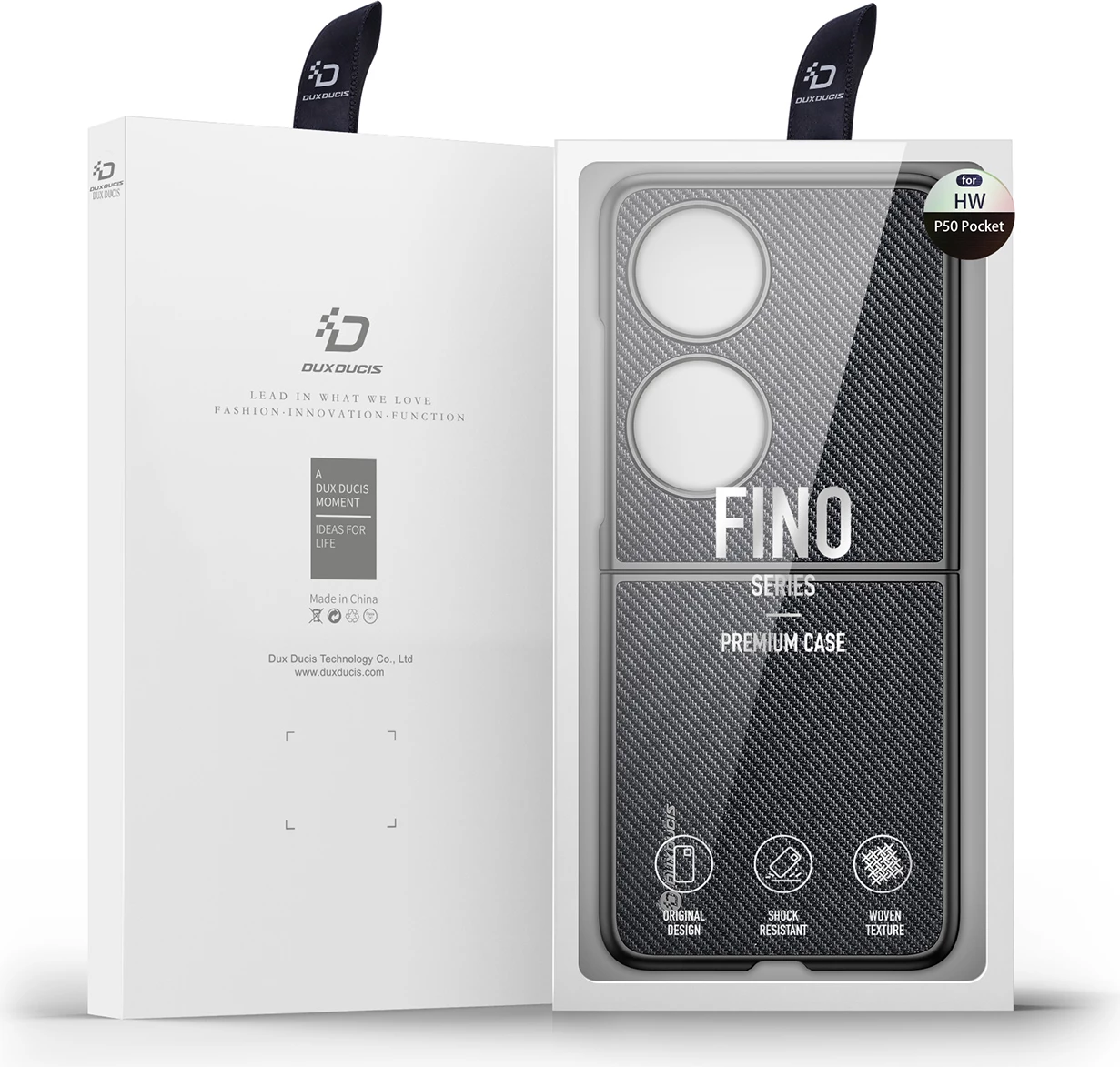 Mbështjellës Dux Ducis Fino për Huawei P50 Pocket, najlon, e zezë