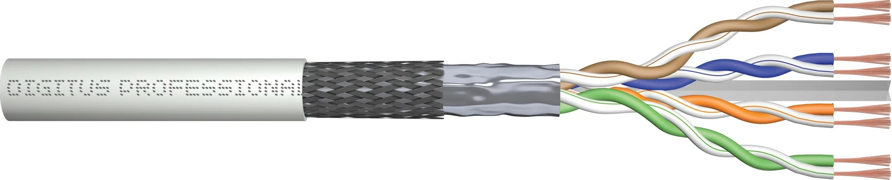 Kabllo rrjetit Digitus Cat6 SF/UTP 100m, bakër, LSZH, gri