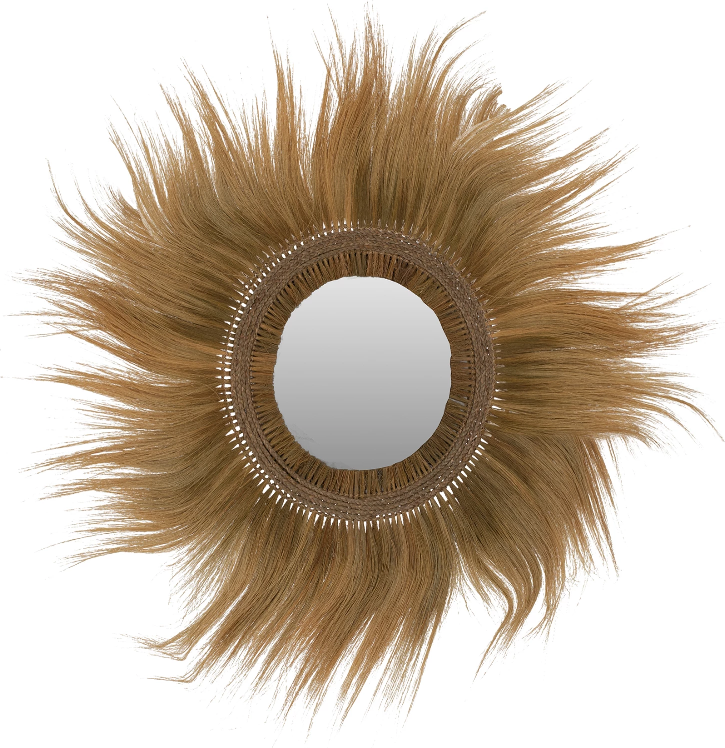 Pasqyrë rrethore, kornizë prej fibrash bari Rayung, ngjyrë e gjelbër, 130x4x130H cm, FH7802