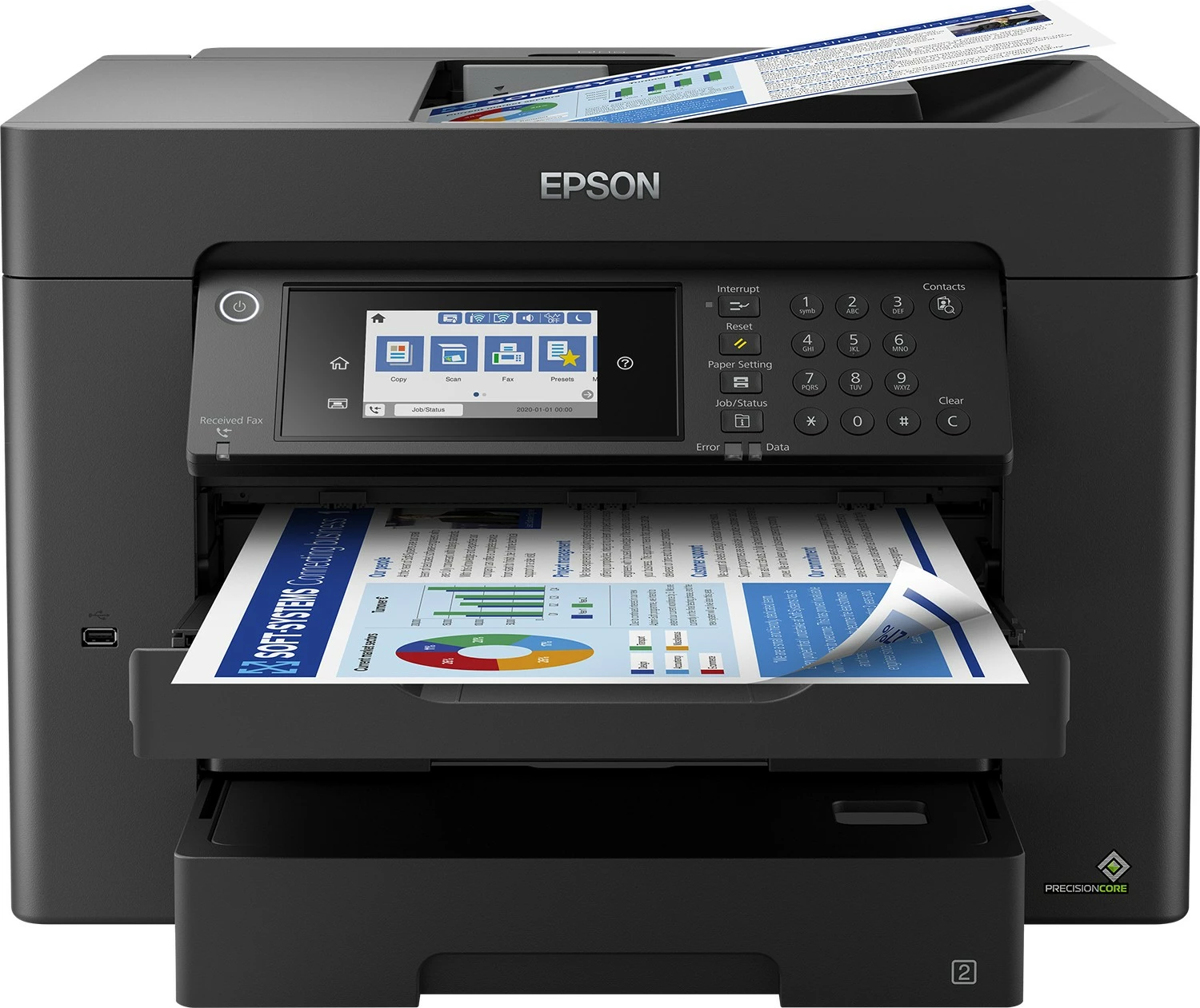 Printer multifunksional Epson WorkForce Pro WF-7840DTWF, Inkjet, ngjyra, A3+, Wi-Fi, e zezë