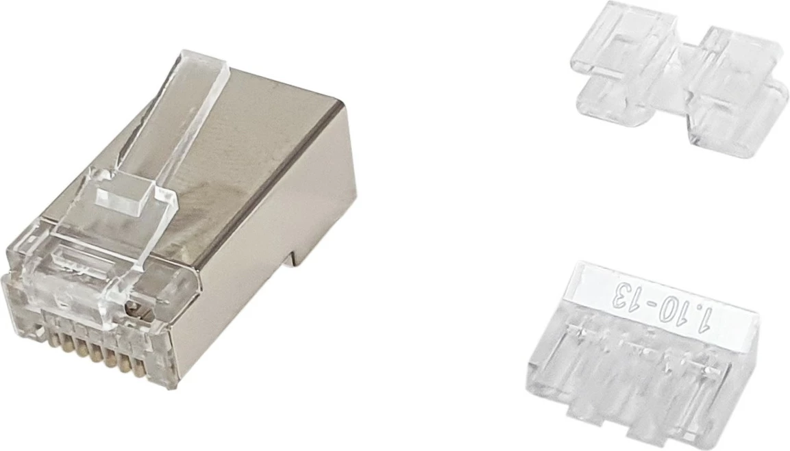 Plug rrjeti Equip Cat6A RJ45, shielded, 100 copë, gold, transparent