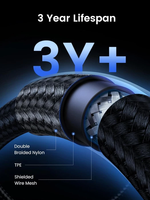 Kabllo USB-C në USB-C UGREEN 80150, USB 3.1 Gen2 10Gbps, PD 240W, 4K@60Hz, 1m, e zezë