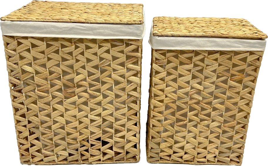 Set 2 shporta OSIERA me kapak, hiacint natyral, pëlhurë, 45x35x55cm