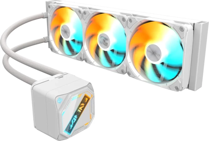 Sistem ftohje me ujë për CPU, GIGABYTE GME 360 ICE, radiator 360mm, 3x120mm ARGB, për Intel/AMD, i bardhë