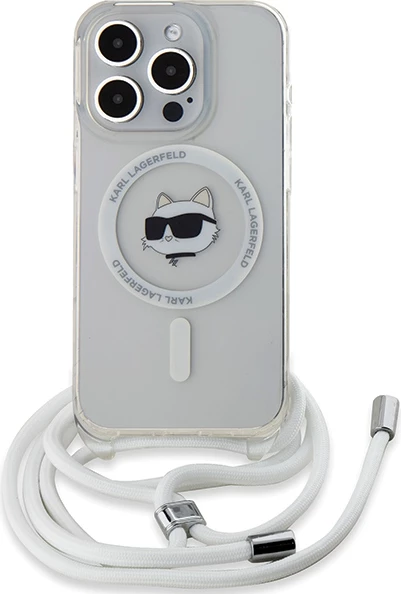 Mbështjellës Karl Lagerfeld IML Choupette Head & Cord MagSafe për iPhone 15 Pro, Transparent