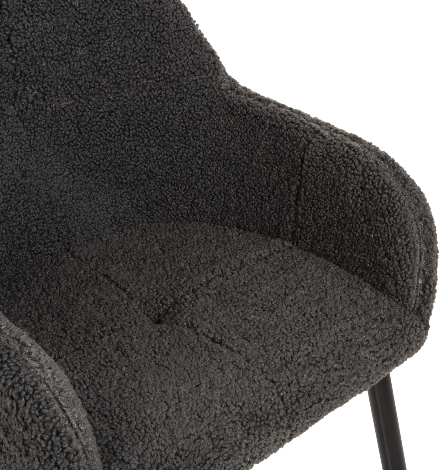 Karrige me krahë SHELLY FH8591.01, pëlhurë TEDDY, këmbë metalike, gri-e zezë, 57x55x87H cm., set prej 2 copë