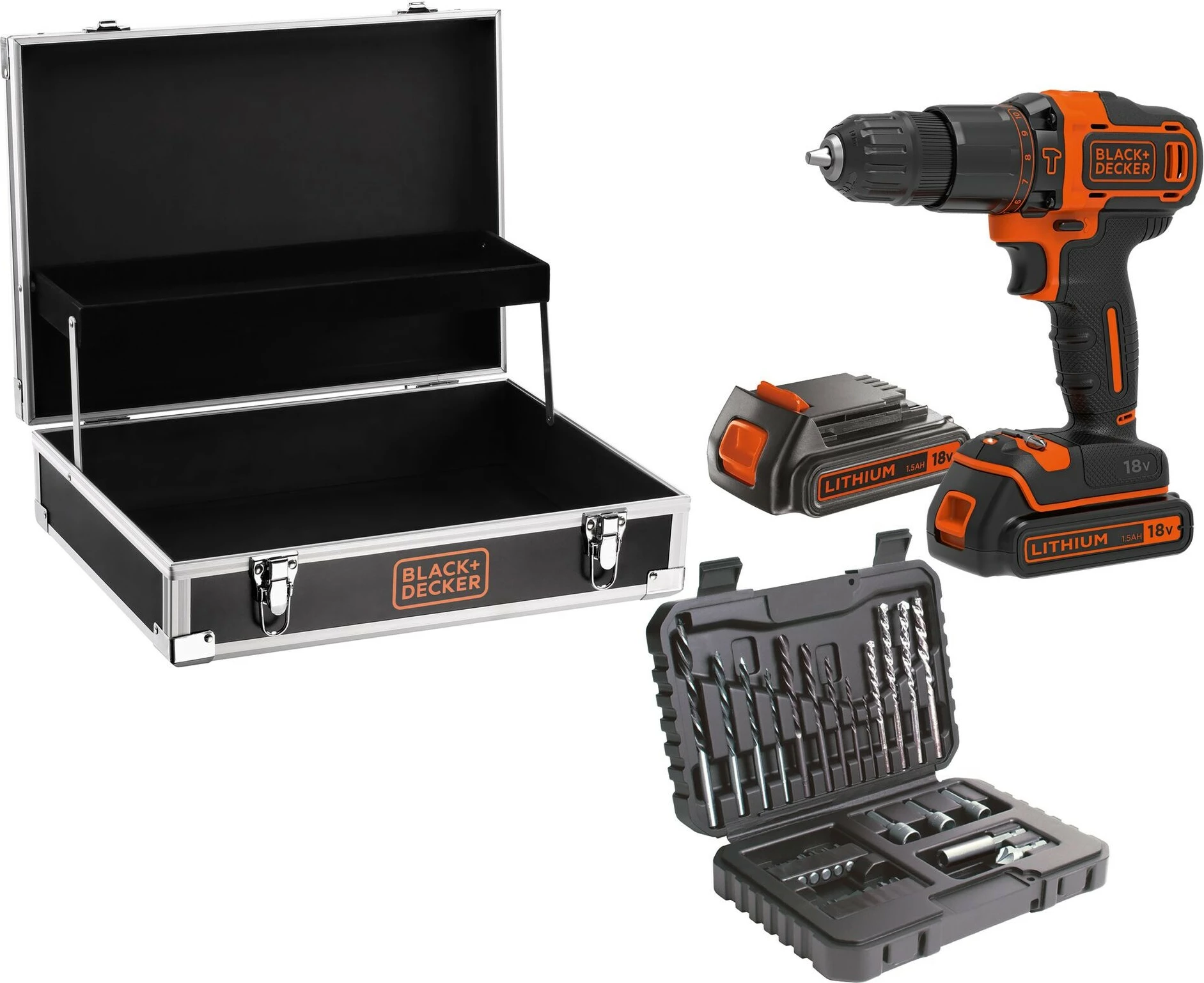 Kaçavidë elektrike Black & Decker BDCHD18B2FC-QW, 18V, set me bateri dhe sfurqe, e zezë