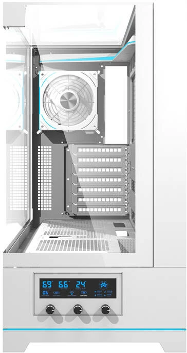 Kasë Darkflash DY450 PRO, Big Tower, me xham të temperuar, 1 ventilator, e bardhë
