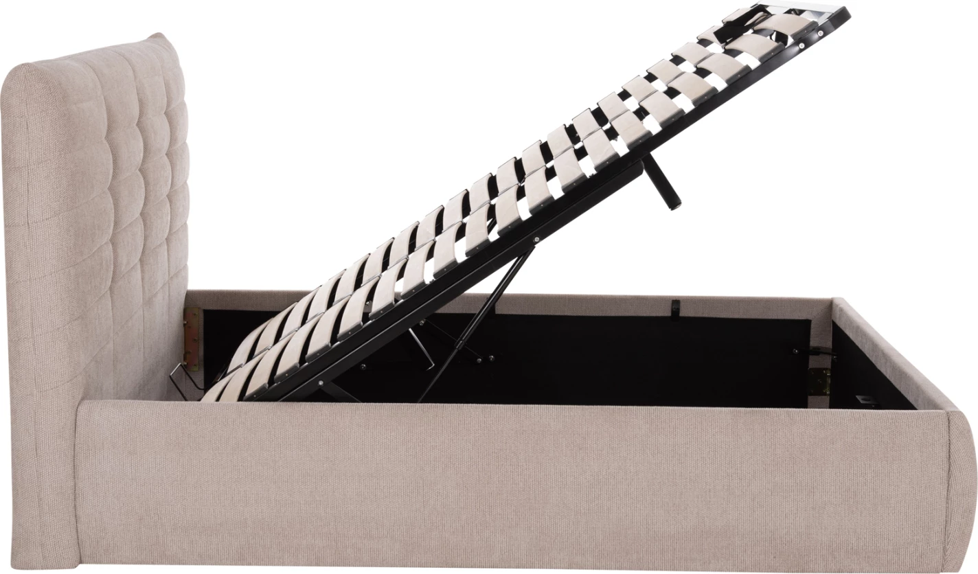 Krevat dopio SANDRA, stof bezhë, me hapësirë për depo, FH732.03, për dyshek 160x200cm