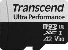 Kartelë memorie Transcend microSDXC 340S 128GB, Class 10, UHS-I, A2, e zezë/gri