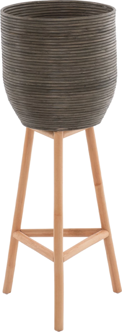 Vazo lulesh prej rattani me këmbë bambuje FH7724 36x35x95 cm, natyrale-jeshile