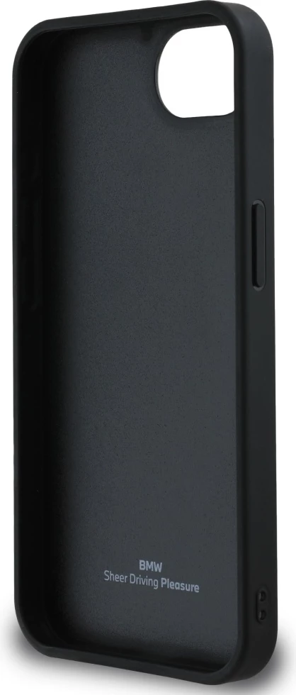 Mbështjellës BMW Leather Hot Stamp për iPhone 16e, Lëkurë natyrale, Zi