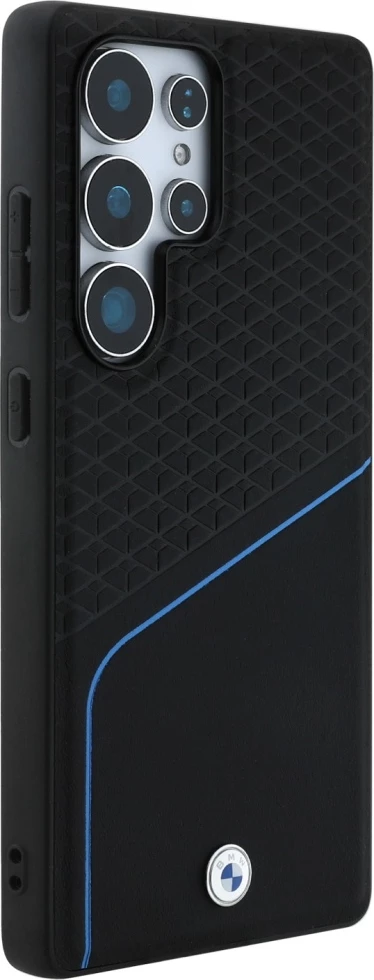 Mbështjellës BMW Leather Textured and Smooth MagSafe për Samsung Galaxy S25 Ultra, i zi