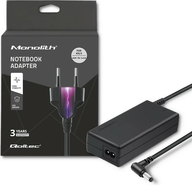 Kasë furnizimi Qoltec 50018.65W për Asus, 65W, 19V, 3.42A, 5.5x2.5 mm, e zezë