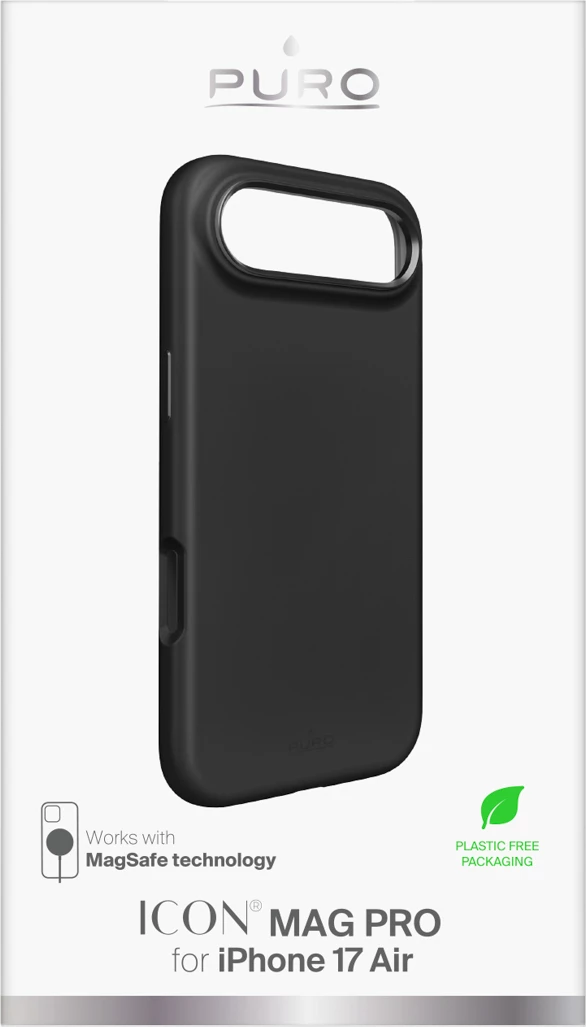 Mbështjellës Puro Icon Mag Pro për iPhone 17 Air, MagSafe, me mbrojtje për kamerë, butona alumini, i zi