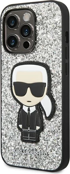 Mbështjellës Karl Lagerfeld KLHCP14XGFKPG për iPhone 14 Pro Max 6.7", Glitter Flakes, Argjendtë
