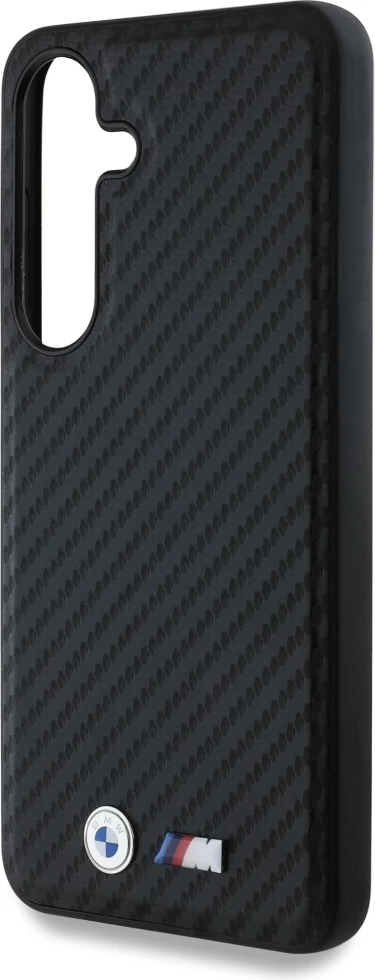 Mbështjellës BMW Leather Carbon MagSafe për Samsung Galaxy S25+, i zi