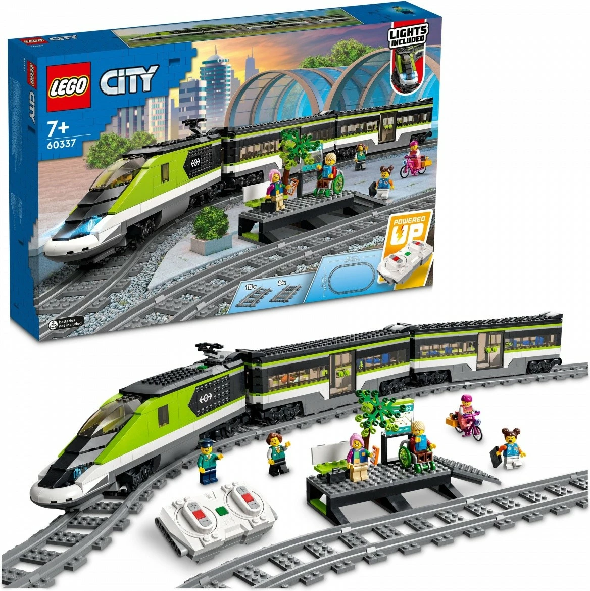 Set ndërtimi LEGO City Express Passenger Train 60337, 764 pjesë, me telekomandë, për fëmijë, shumëngjyrësh
