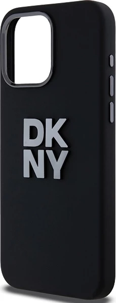 Mbështjellës DKNY Liquid Silicone Metal Logo për iPhone 15 Pro Max, i zi