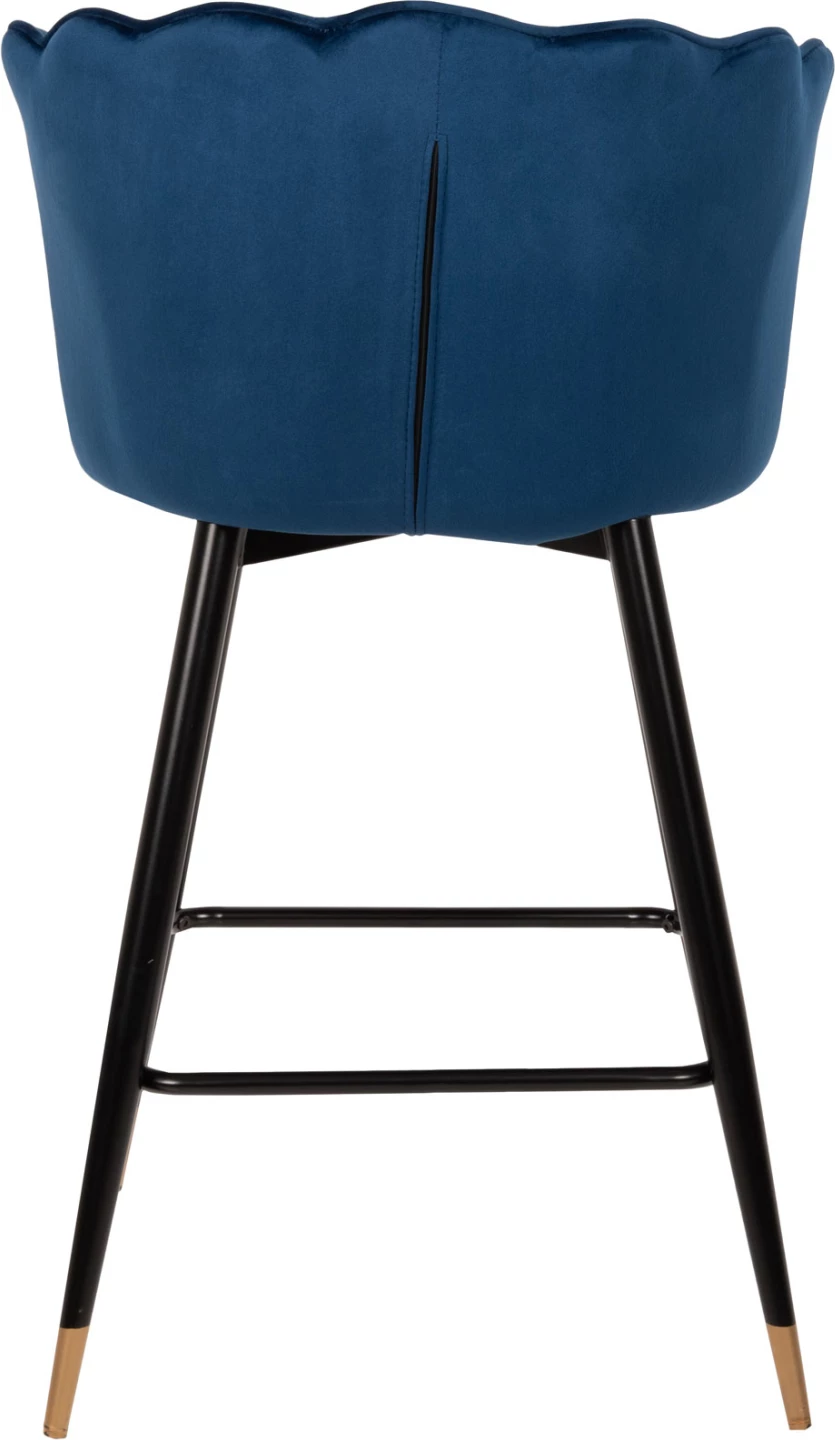 Karrige për bar VESNA, kadife blu, kornizë metalike e zezë, 50x50x90H cm., set prej 2 copë