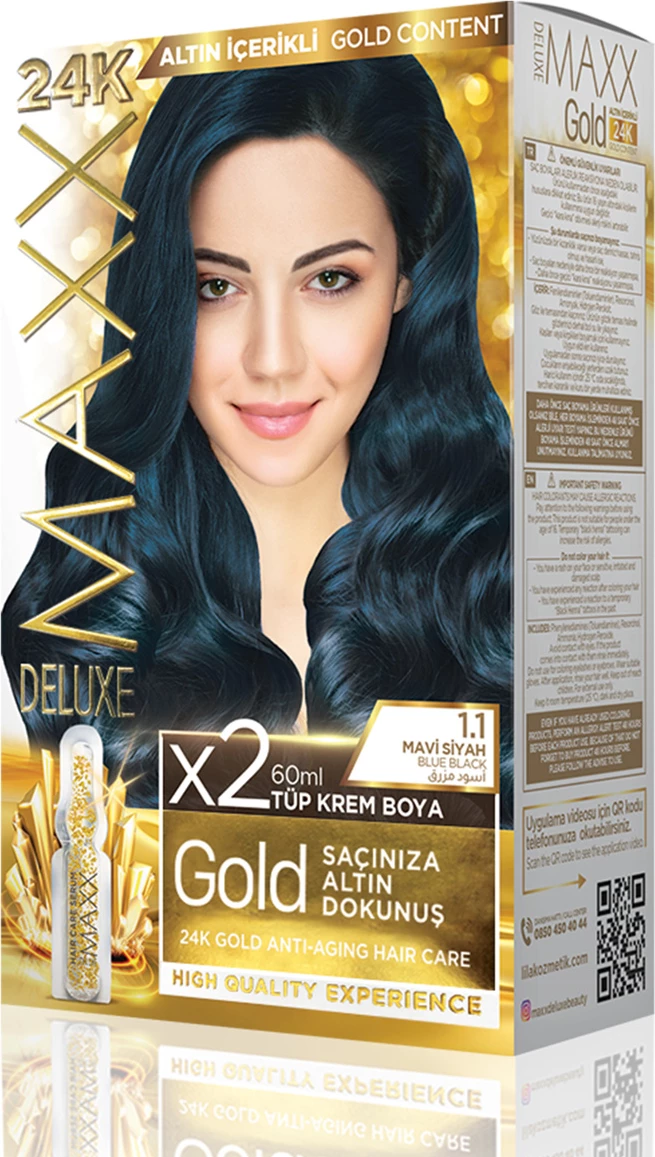 Ngjyrë për flokë MAXX GOLD SET 1.1 Blue Black, 50 ml