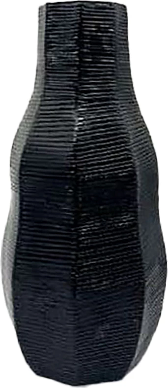 Vazo Gallina, polirezine, ngjyrë e zezë matte, 15x15x32 cm