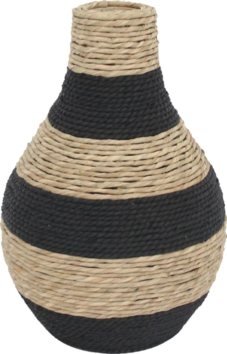 Vazo dekorative Nubia, litar natyral dhe i zi, 29x29x43cm