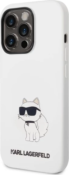 Mbështjellës Karl Lagerfeld Silicone Choupette për iPhone 14 Pro Max, Bardhë