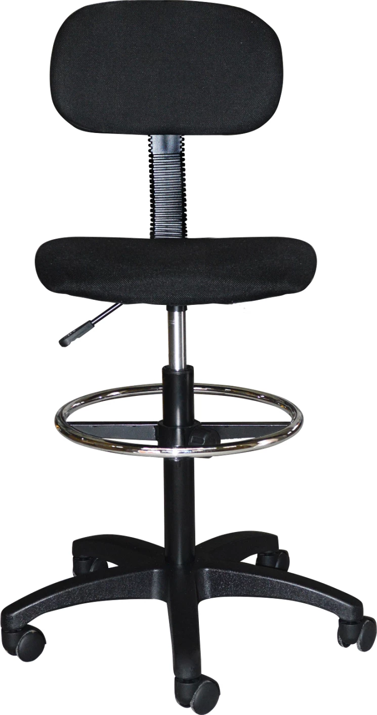 Karrige zyre VEGAR FH1043.01 me mbështetëse për këmbë-perimetër-vend i lartë-pëlhurë e zezë 45Χ42Χ132Hcm