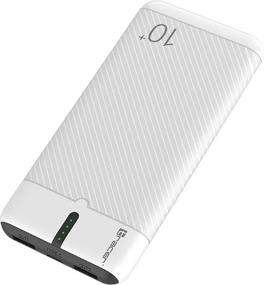 Power bank Tracer EnerGo 10000mAh 5V/2A 2x USB-A + USB-C 37Wh bardhë-zi kabllo USB-C në set