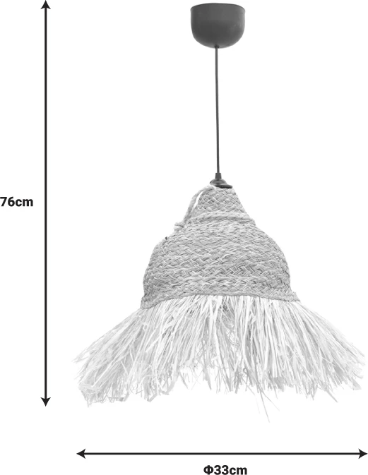 Llambë tavani prej kashtë, ngjyrë natyrale, Φ33x76cm