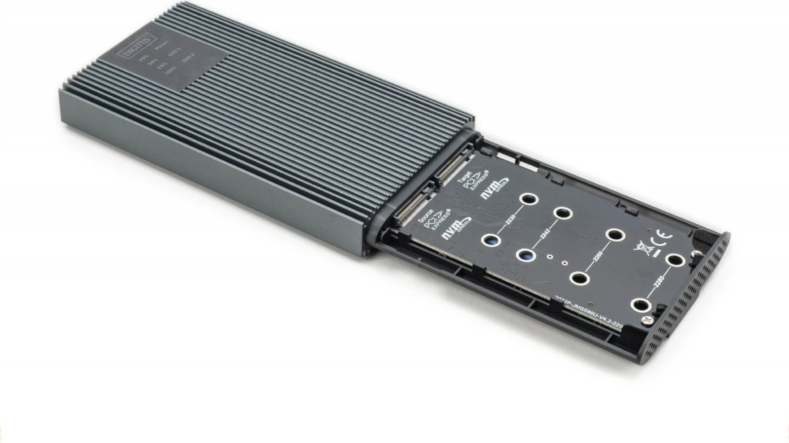 Kasë e jashtme Digitus DA-71559 për SSD M.2 NVMe, USB 3.2 Type-C, 20 Gb/s, Alumini, Gri