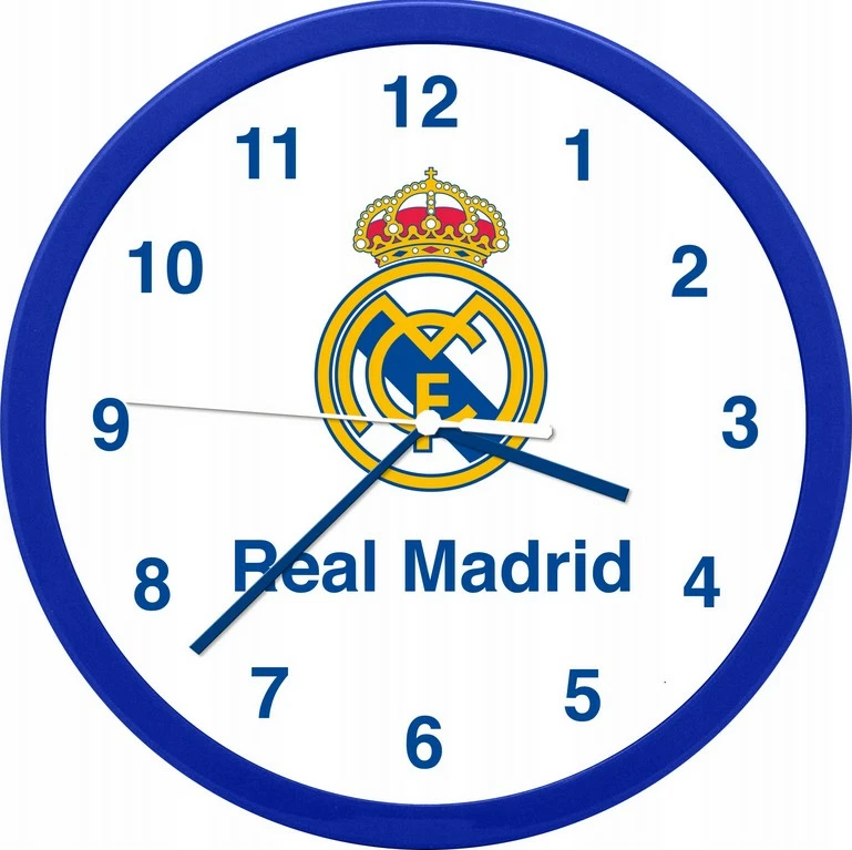 Orë muri, Real Madrid, RM00001, 25 cm, plastike, bateri AA, blu/bardhë