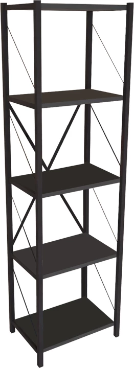 Raft librash Glase, melaminë antracit-metal i zi, 40x30x150cm