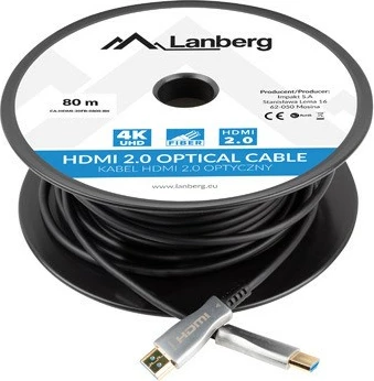 Kabllo HDMI Lanberg CA-HDMI-20FB-0800-BK, 80m, 4K, i zi