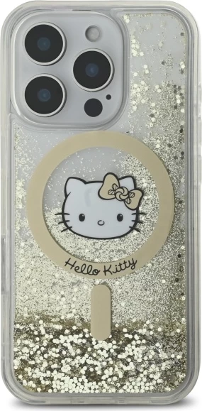 Mbështjellës Hello Kitty Liquid Glitter Fever MagSafe për iPhone 16 Pro Max, Ari